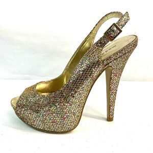 Madden Girl Jassperr Glitter Slingback Peep Toe Heels Size 6.5